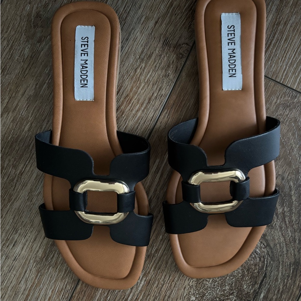 Steve Madden Black and Brown Women's Sandals size women’s 7.5 *New